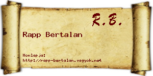 Rapp Bertalan névjegykártya